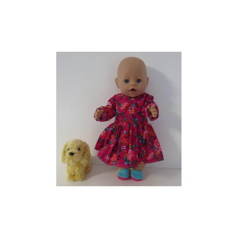 jurk hard roze roosjes baby born 43cm