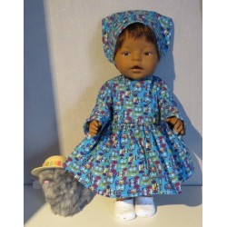 jurk blauw uilen  baby born 43cm