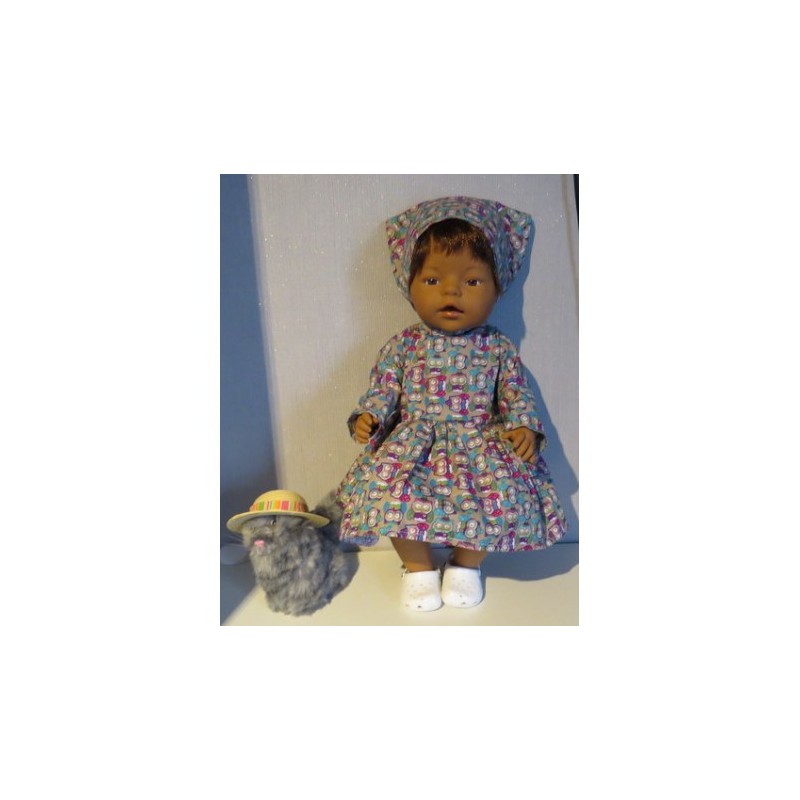 jurk licht bruin uilen baby born 43cm