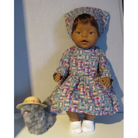 jurk licht bruin uilen baby born 43cm