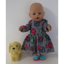 jurk grijs uilen baby born 43cm