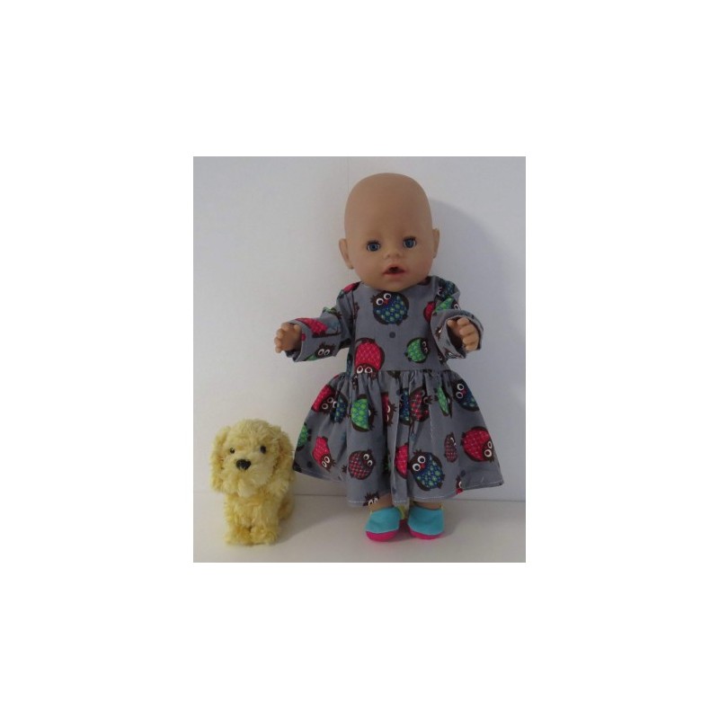 jurk grijs uilen baby born 43cm
