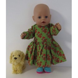lange jurk groen eekhoorns baby born 43cm