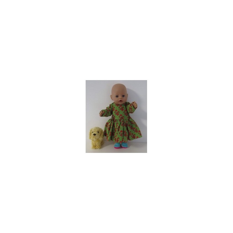 lange jurk groen eekhoorns baby born 43cm
