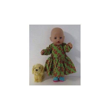 lange jurk groen eekhoorns baby born 43cm