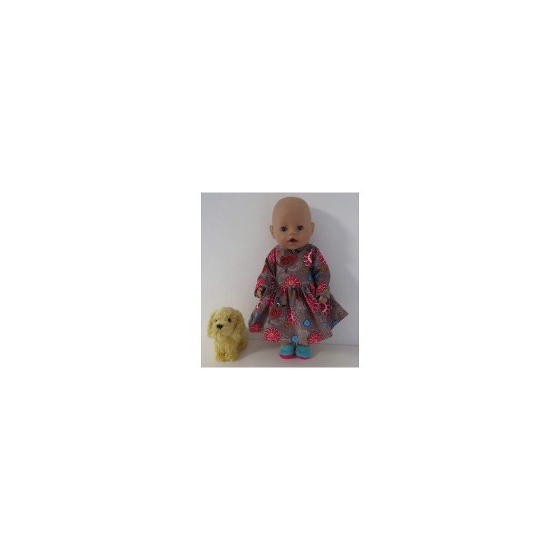 jurk grijs vogels baby born 43cm