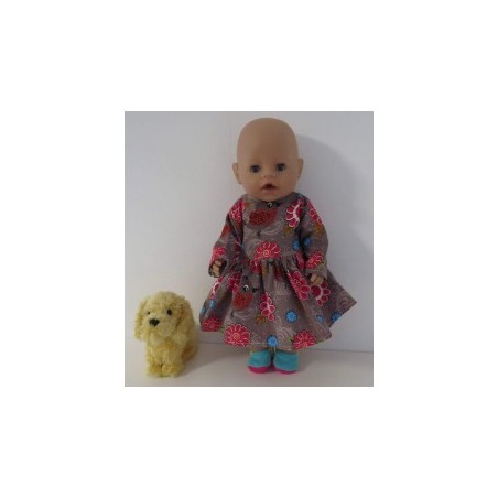 jurk grijs vogels baby born 43cm