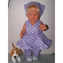 hawaiienjurk lila polka dots baby born 43cm