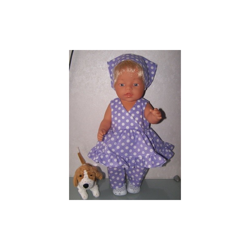 hawaiienjurk lila polka dots baby born 43cm