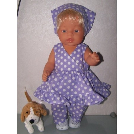 hawaiienjurk lila polka dots baby born 43cm