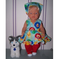 hawaiienjurk blauw dieren baby born 43cm