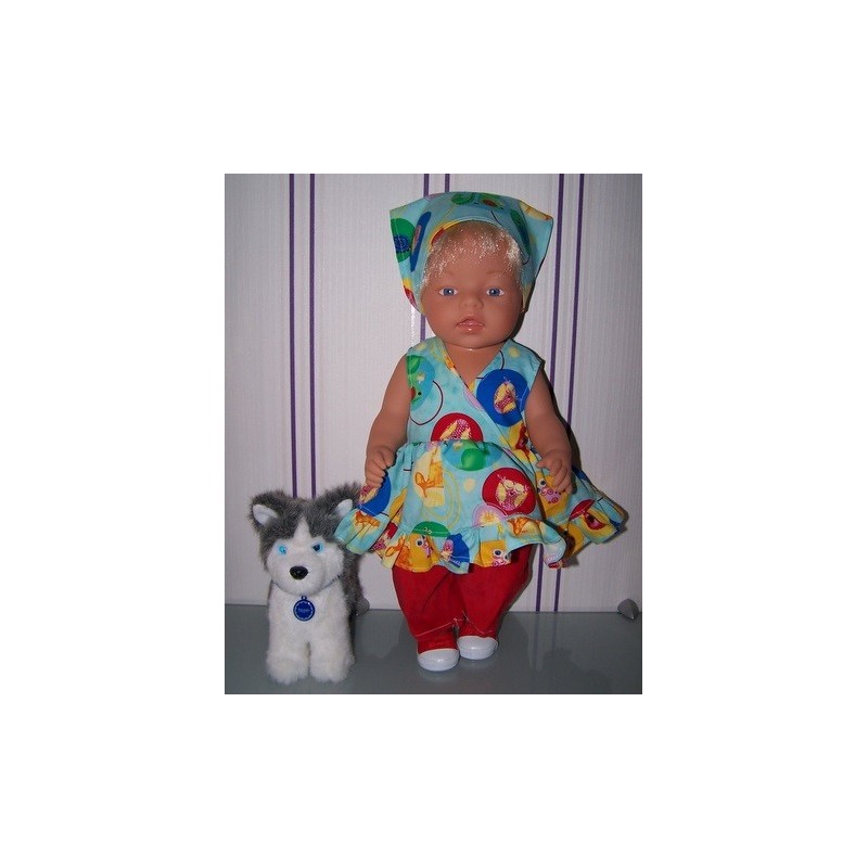 hawaiienjurk blauw dieren baby born 43cm