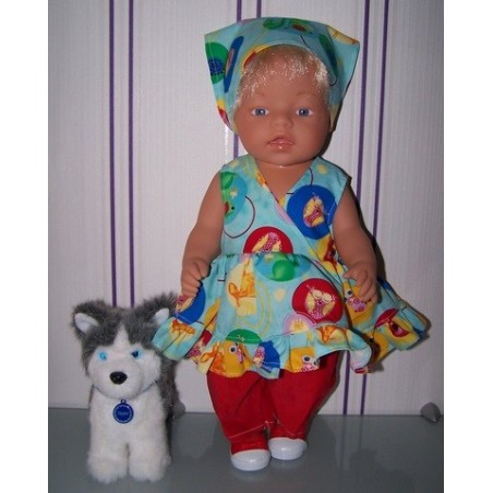 hawaiienjurk blauw dieren baby born 43cm