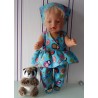 hawaiienjurk blauw matroeska baby born 43cm