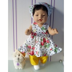 hawaiienjurk kersjes en aardbeien baby born 43cm