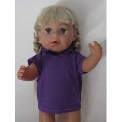 capuchontrui paars korte mouwen baby born 43cm