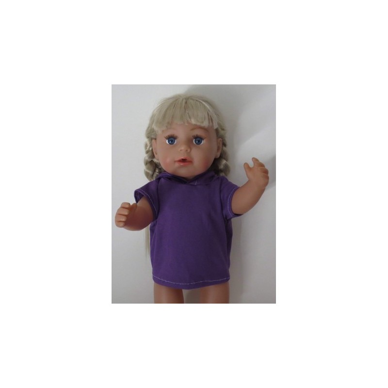 capuchontrui paars korte mouwen baby born 43cm