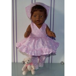 hawaiienjurk roze met sterren baby born 43cm