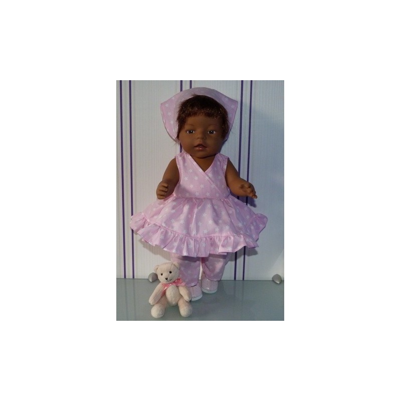 hawaiienjurk roze met sterren baby born 43cm
