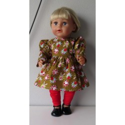 jurk met legging bruin kerst  baby born 43cm