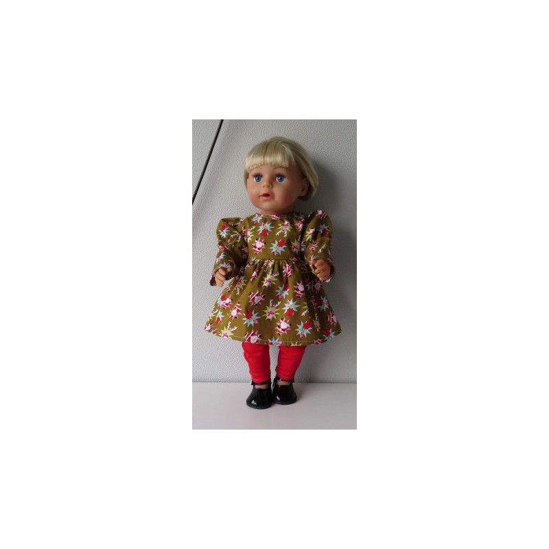 jurk met legging bruin kerst  baby born 43cm