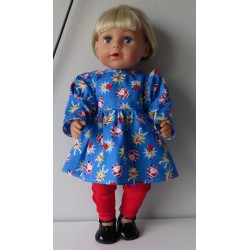 jurk met legging blauw  kerst  baby born 43cm