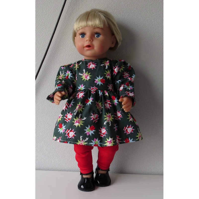 jurk met legging  donker groen kerst  baby born 43cm