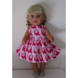 jurkmet jas roze vogels  baby born 43cm