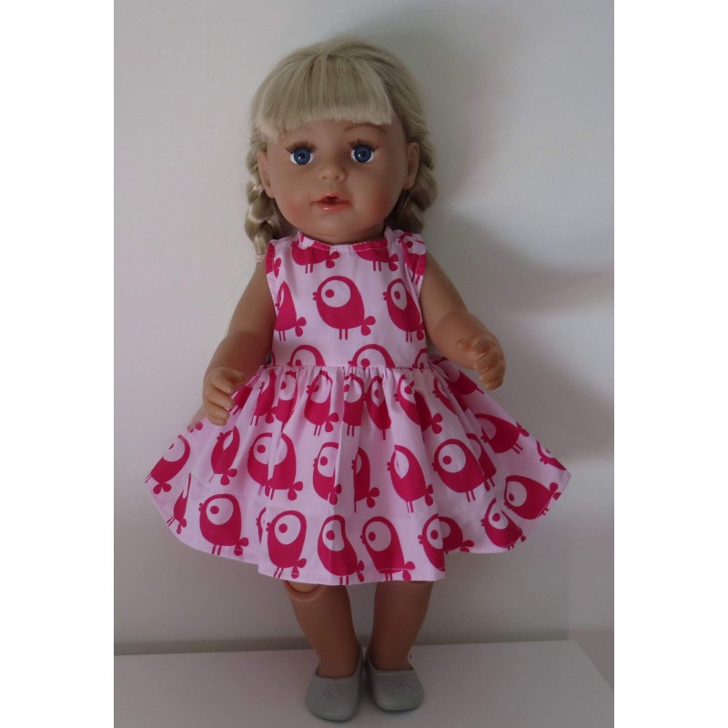 jurkmet jas roze vogels  baby born 43cm