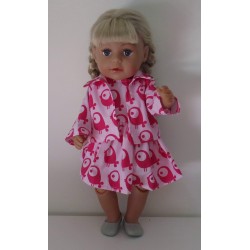 jurkmet jas roze vogels  baby born 43cm