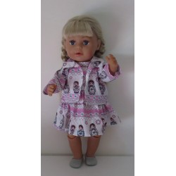 jurk met jas matroeska  baby born 43cm
