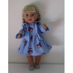 jurk met jas blauw jet  baby born 43cm