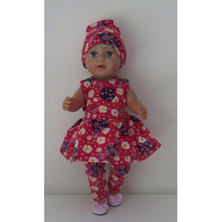 jurk set rood lieveheersbeestje baby born 43cm