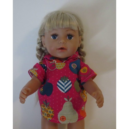 capuchontrui hard roze appels baby born 43cm