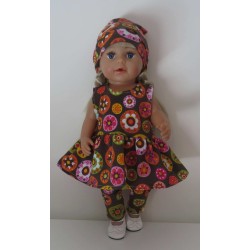 jurk set bruin bloemen baby born 43cm