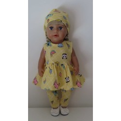 jurk set geel panda baby born 43cm