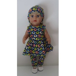 jurk set blauw annanas baby born 43cm