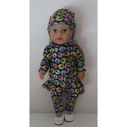 jurk set blauw annanas baby born 43cm