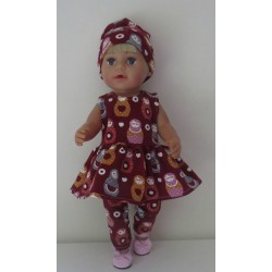 jurk set donker rood matroeska baby born 43cm