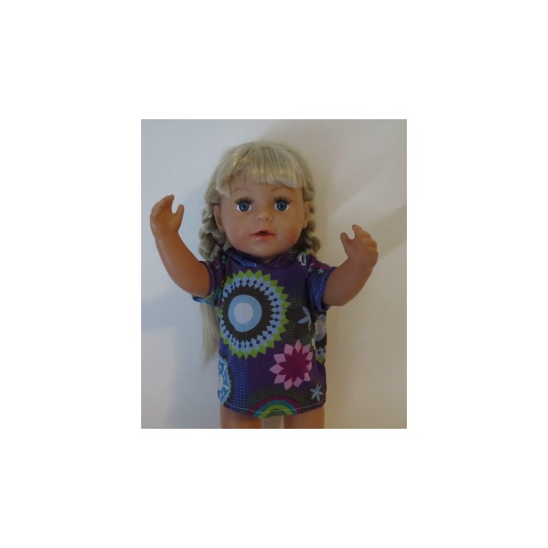 capuchontrui paars bewerkt baby born 43cm