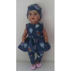 jurk set blauw beren baby born 43cm