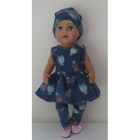 jurk set blauw beren baby born 43cm