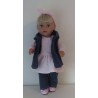 jurk set roze met donker blauw baby born 43cm
