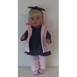 jurk setdonker blauw met roze  baby born 43cm