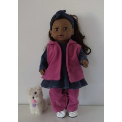 jurk sethard roze met blauw  baby born 43cm