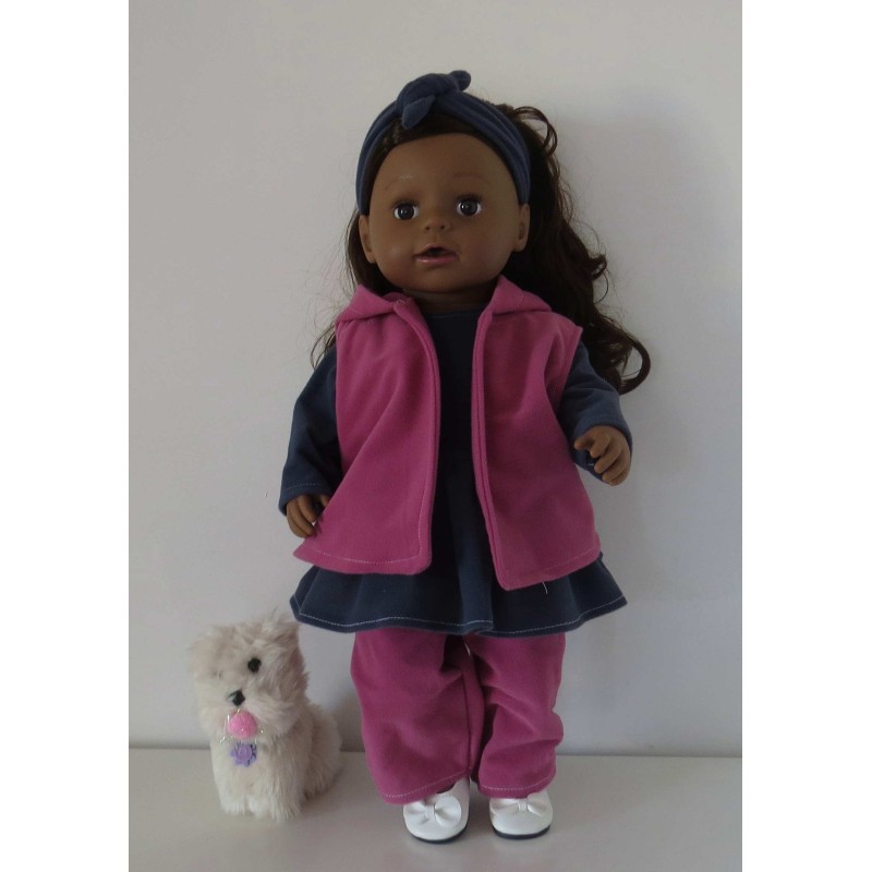 jurk sethard roze met blauw  baby born 43cm