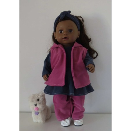 jurk sethard roze met blauw  baby born 43cm
