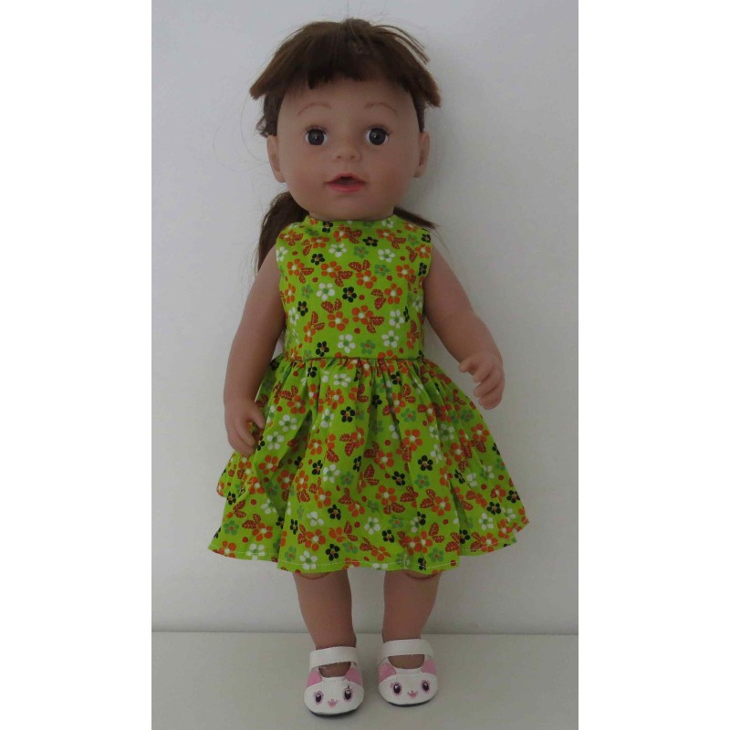 jurk met jas groen oranje bloemen baby born 43cm