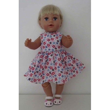 jurk met jas wit bloemen rood baby born 43cm