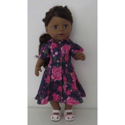 jurk met jas donker blauw bloemen baby born 43cm